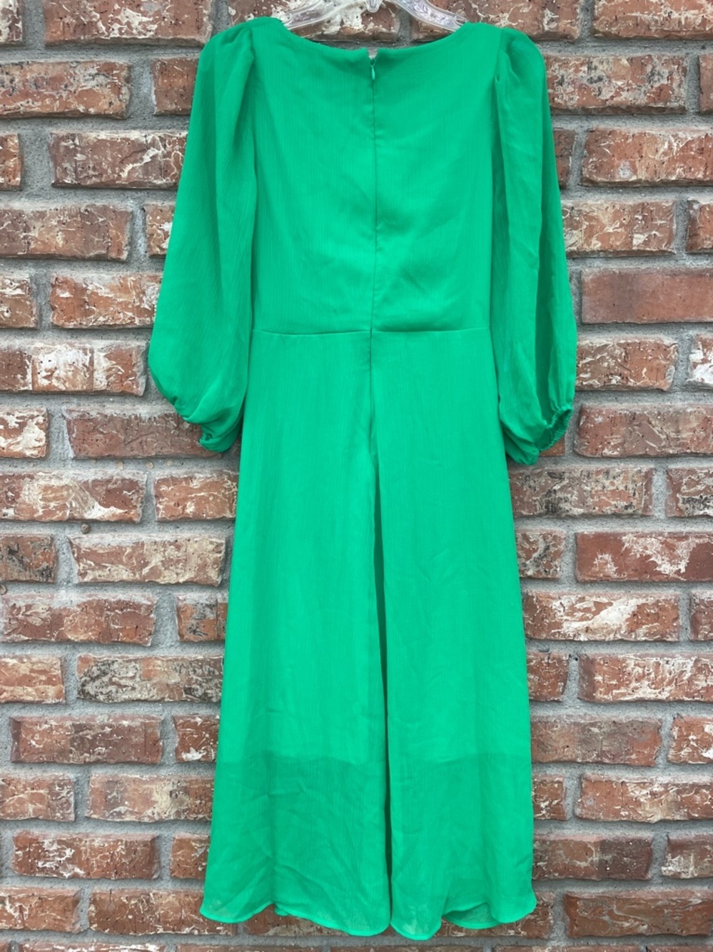 DKNY Emerald Green Chiffon Wrap Midi Dress - Picture 8 of 9